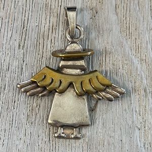 Sterling Mexico two tone Angel pendant